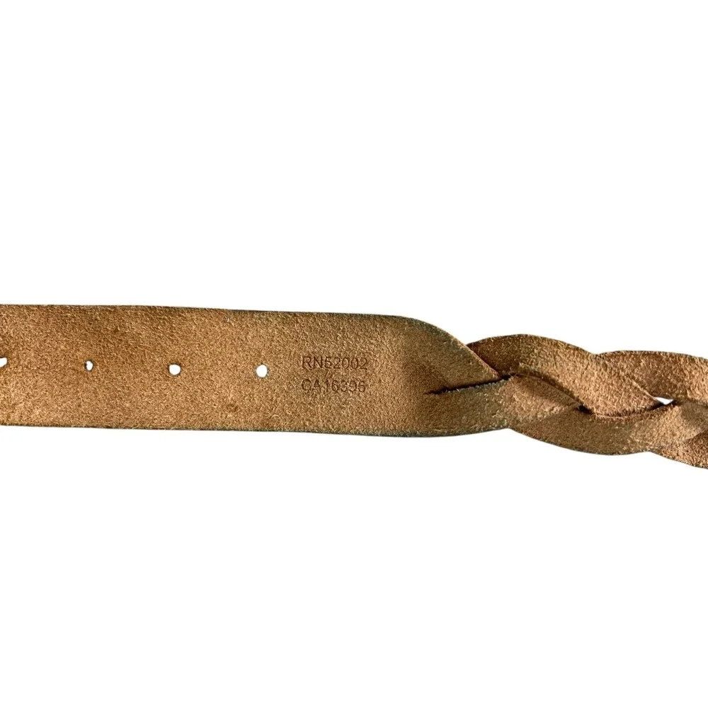 Stamp 10 Unisex Western Off White Distressed Braided Leather Belt Men's Women's
